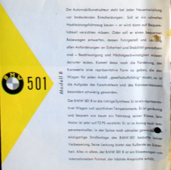 BMW 501 Modelprogram 1954 Carbrochure (6592)
